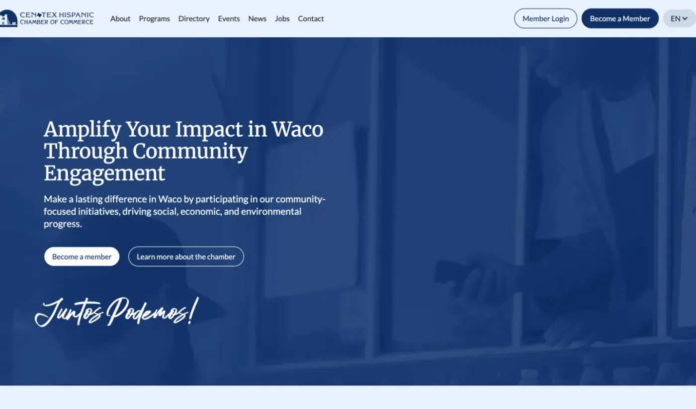 Example content layout on a business website